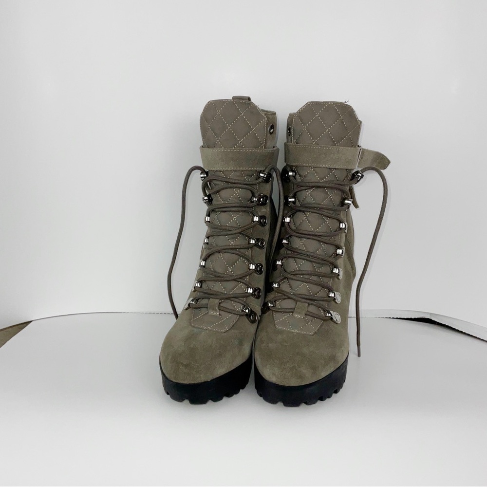Guess Olive Green Chalisa Suede & Leather Zipper Boots | Size 8.5 US - Picture 4 of 4